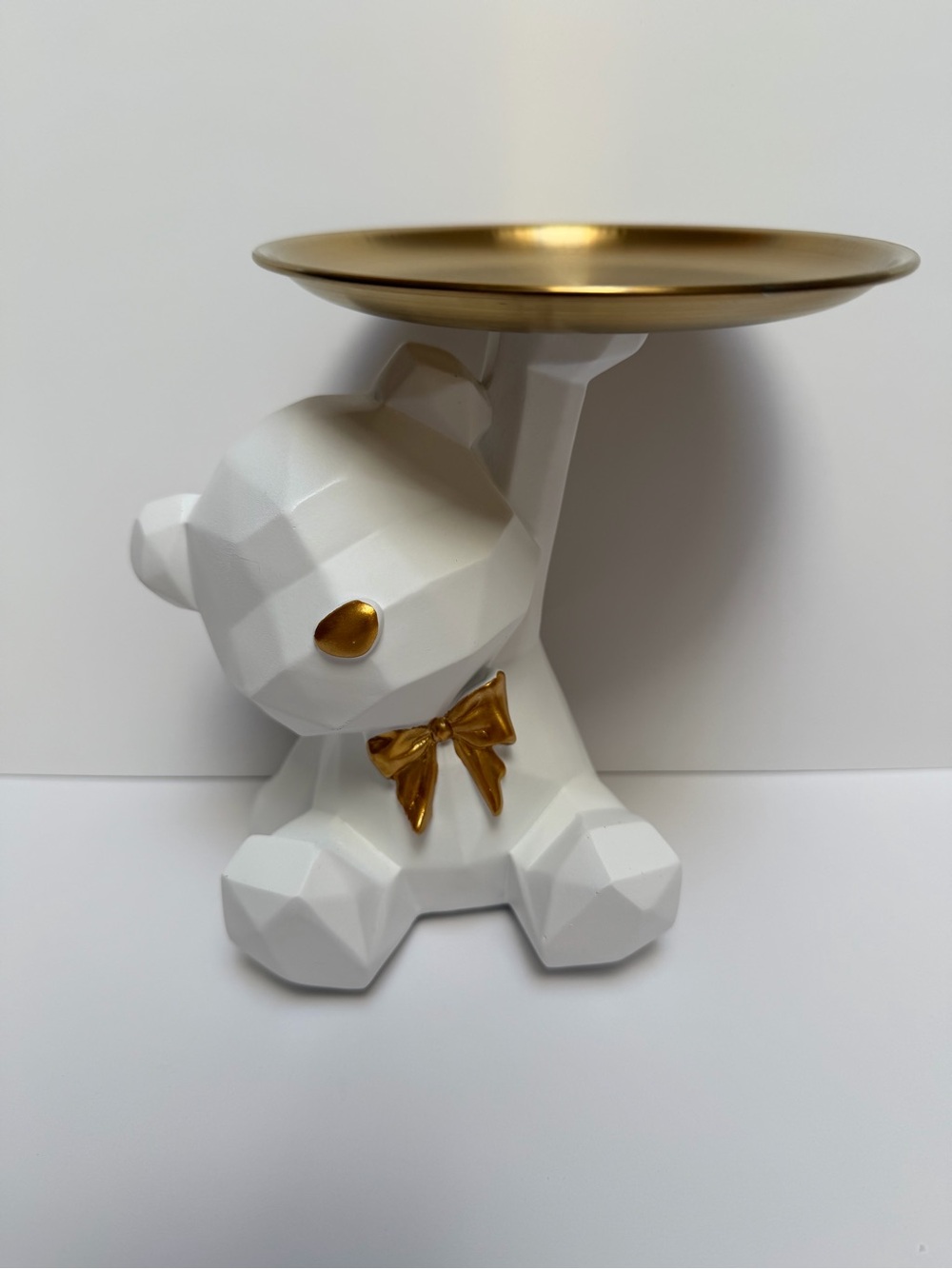 Bear Tray Stand, White & Gold NWT